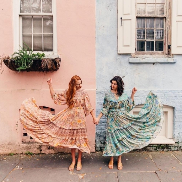 New spell x free people turquoise amethyst gown M - Picture 3 of 16